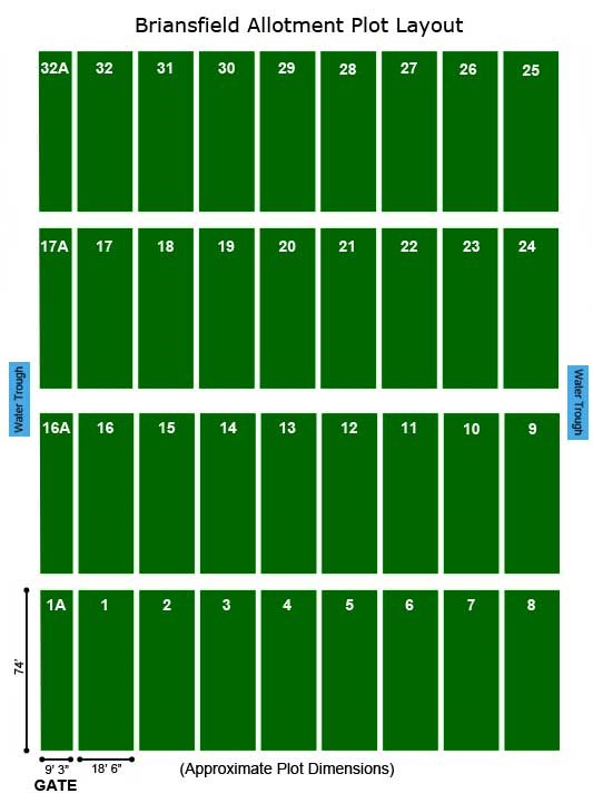 Briansfield Allotment Plot layout